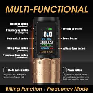 <span class=keywords><strong>Ambition</strong></span> <span class=keywords><strong>Soldier</strong></span> 270 S Máquina de tatuaje inalámbrica con pantalla digital LED de 1800mAh Pluma de caja de tatuaje giratoria para artista del tatuaje - Product Image 4