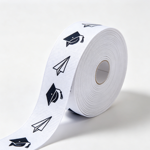 Cinta de Lazo Geométrica Pre-atada de Poliéster/Algodón Azul Claro con Estampado de Lámina Dorada, Certificada OEKO-TEX, en Varios Tamaños - Product Image 3
