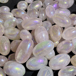 Vente en gros de pierres roulées en quartz rose Aura Angel, petites pierres roulées pour la guérison, en vente - Product Image 3