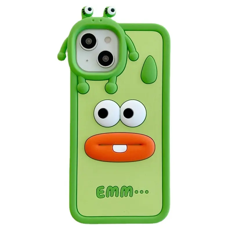 Custodia per telefono rana verde in silicone 3D simpatico cartone animato per iphone 12 13 14 pro max, custodie per telefono Kawaii per ragazze da donna