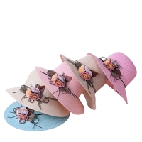 Vente en gros Chapeau de paille pour femmes, simple, grande fleur, parasol, protection solaire, pêche en plein air