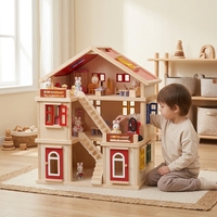 Kit de montage de maison de poupée en bois Montessori, maison à 3 étages, jouet de simulation pour enfants