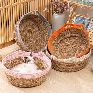 Camas para Mascotas en Oferta <span class=keywords><strong>2026</strong></span>, Camas de Ratán Natural para Perros y Gatos, Cesta Redonda Hecha a Mano para Mascotas - Product Image 2