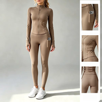 Nouvel Arrivage Automne 2026 – Ensemble de Yoga Femme en Spandex/Polyester Anti-Transpiration et Infroissable avec Col Montant et Fermeture Éclair