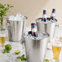 Seau à glace isotherme en acier inoxydable au design traditionnel, anti-fuite, capacité supérieure à 6L, durable, pliable, portable, pour boissons de fête