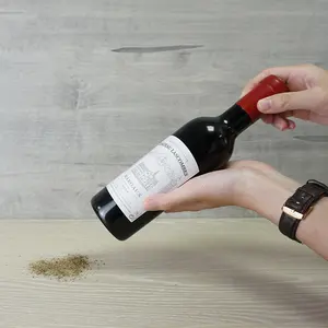 Salt Pepper Wood [Holar] Taiwan Made Attractive Red Wine Bottle Shaped Wood Salt And Pepper Mills For Wine Buffs Connaisseurs