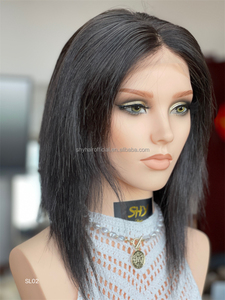 <strong>2026</strong> SHY <strong>New</strong> Design Shot Single Color PU Full Lace Natural Color <strong>Straight</strong> Medical Wigs Can Make Pixie Cut - Product Image 3