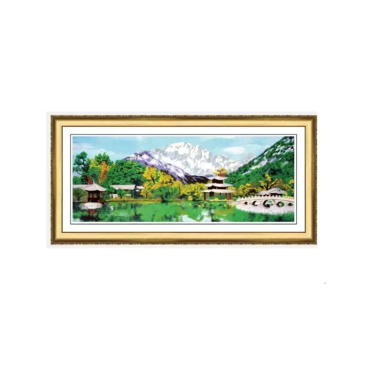 수 놓은 풍경 그림, 수 놓은 예술 벽 그림, 옥 용 눈 산
