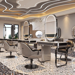 Espejo de Salón de Belleza con Iluminación LED, Muebles con Espejo y Armarios para Peluquerías, Diseño Moderno - Product Image 5