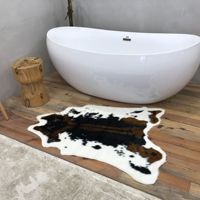 Tapis en peau de vache à motifs floraux modernes imprimés en 3D Tapis en peau de vache en fausse fourrure à imprimé animal moyen