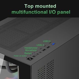 Boîtier PC ATX panoramique avec support de refroidissement par eau 360 mm en haut et 280 mm sur le côté, châssis 7 emplacements - Product Image 6