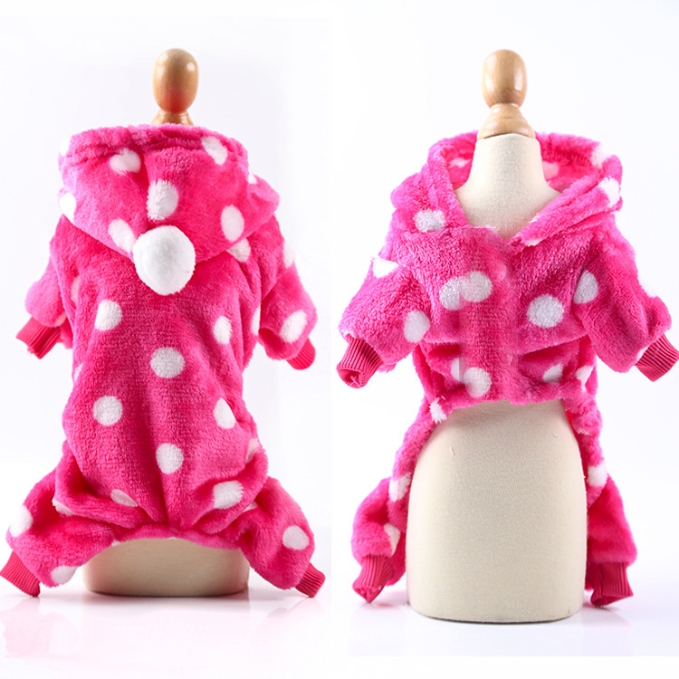 Quatre pattes, flanelle, pois rouge rose