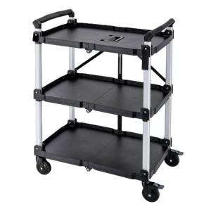 Chariot à 3 niveaux avec une capacité de charge de 330 livres, chariot de <span class=keywords><strong>service</strong></span> <span class=keywords><strong>public</strong></span> pliable, rotation à 360 degrés, verrouillable - Product Image 4