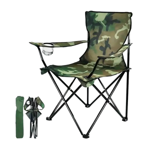 Camouflage Modern Folding <b>Camping</b> Chair with <b>Cup</b> Holder and Carry Bag Outdoor Portable Iron Frame Picnic Garden Chair - Product Image 1