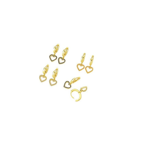 Boucles d'oreilles Huggie en forme de cœur plaquées or Zi, en acier inoxydable, lot de 12 pièces, bijoux tendance pour femmes, cadeau - Product Image 1