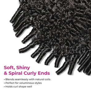 Peluca de cabello humano rizado birmano sin pegamento ni encaje, media peluca sin pegamento mejorada 3 en <span class=keywords><strong>1</strong></span> con cordón, extensiones de clip sin costuras, reversibles - Product Image 4