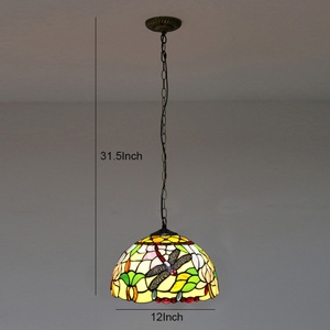 Lámpara Colgante Estilo Tiffany LongHuiJing de 12 Pulgadas, Lámpara Colgante de Vidrio con Diseño de Libélula, con 1 Luz - Product Image 5