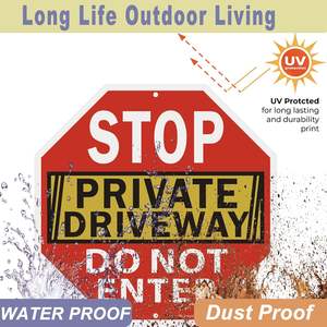 หยุดป้ายห้ามเข้าไปที่หน้าบ้านส่วนตัวป้ายอะลูมิเนียมทนทานต่อการซีดจางและรูปทรงแปดเหลี่ยมติดตั้งได้ง่าย - Product Image 2