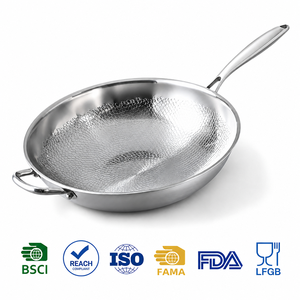 Poêle en titane de qualité supérieure personnalisée 32/34/36 cm, wok antiadhésif résistant aux hautes températures, poêle à frire nid d'abeille - Product Image 1