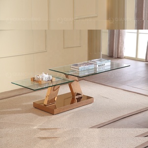 <span class=keywords><strong>Table</strong></span> basse moderne en métal argenté, 4 pièces, écran tactile, acier inoxydable, verre - Product Image 4