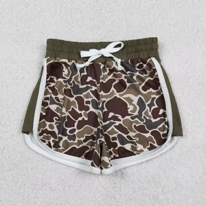Pantalones cortos de verano para niñas pequeñas, pantalones cortos de playa con cintura elástica, estampado de camuflaje, con cordón, pantalones cortos informales sueltos para hacer ejercicio para niños pequeños - Product Image 2