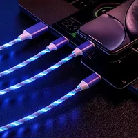Cable de Carga Rápida USB 3 en 1 con Luz LED de 1.2m, 5A, Compatible con iPhone, Samsung, Huawei, Xiaomi, para Carga Multipuerto