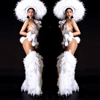 Robe de performance Yuyun Nightclub Bar GOGO pour femme, style sexy en fourrure, avec plumes, pour Noël, en stock