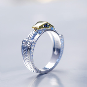 <b>Snake</b> <b>Ring</b> Women Punk Style Copper <b>Silver</b> Tone Fashion Unisex Open Adjustable Statement Jewelry Daily Wear <b>Ring</b> - Product Image 1