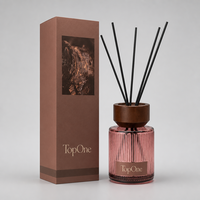 Diffuseur de parfum moderne avec bâtonnets en fibre, flacon en verre, emballage personnalisé avec logo, diffusion large