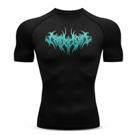 T-shirt de compression pour homme à imprimé 3D, séchage rapide, en polyester, pour le sport et la gym, avec logo métallique, manches courtes, anti-UV