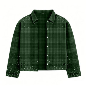 Camicia Personalizzata di Alta Qualità per Uomo, Oversize a Maniche Lunghe con Strass, Stile Hip Hop a Quadri, Casual per la Stagione Autunnale - Product Image 6