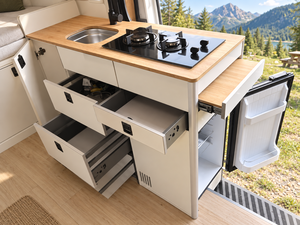 All Aluminum Kitchen <b>Storage</b> Cabinet with Multi Layer Drawers for Lightweight <b>Camping</b> Interior Design - Product Image 1