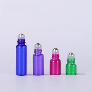 Mini Màu Xanh Hồng Tím Màu Xanh Lá Cây 1Ml 2Ml 3Ml 5Ml Thủy Tinh Cuộn Trên Chai Rỗng Refillable Tinh Dầu Chai Với Màu Đen Nắp Nhựa - Product Image 3