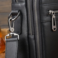 Porte-documents pour ordinateur portable en cuir véritable de vachette grainé noir, style professionnel, très vendu