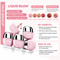 Fard à joues liquide crème végétalien rose naturel de haute qualité, imperméable, longue tenue, en gros, marque privée