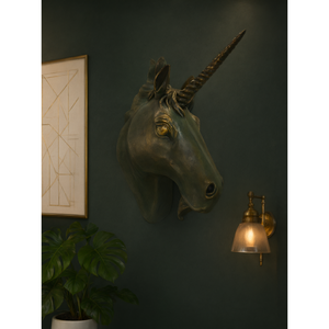 Sculpture murale tête de licorne effet bronze pour décoration intérieure - Product Image 3