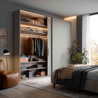 Armoire en MDF moderne et minimaliste pour villa, hôtel, appartement, avec éclairage LED d'ambiance, dressing, système de rangement modulaire, salon, salle à manger
