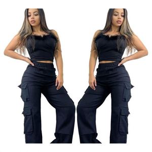 <span class=keywords><strong>Pantalones</strong></span> Cargo de Mezclilla con Diseño Semi-Elastico, Estilo Versátil para <span class=keywords><strong>Mujer</strong></span>, Moda Actual - Product Image 2