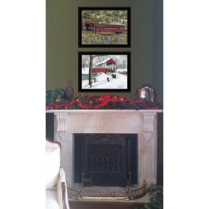 HMS collezione II Set di due stampe artistiche da parete con cornice nera coperta ponte-elegante decorazione da parete - Product Image 1