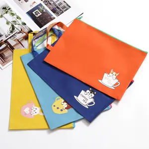 Custom Business Cartoon Portable A4 Bag Information Bag Zipper Student Girl File Hand Casual Bag