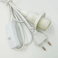 Lampe de table avec interrupteur filaire standard européen 303, support de lampe avec douille E14, matériau PVC, style à vis