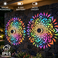 Lampes solaires murales RGB Mandala à changement de couleur, applique murale en métal, étanche, décorative pour jardin extérieur