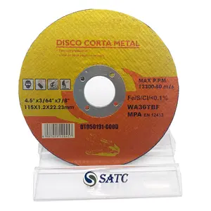 SATC घर्षण कटौती बंद पहिया काटने Diss 4.5 इंच काटने डिस्क के लिए धातु स्टेनलेस स्टील