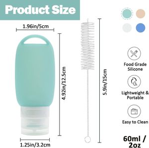Leakproof Silicone Squeeze Hand Sanitizer Bottle Silicon Holder Empty Travel Size Bottles with Keychain Carabiner - Product Image 3
