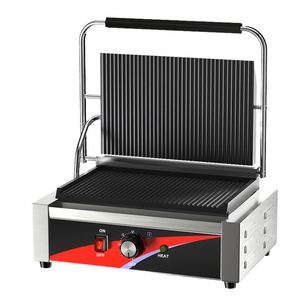 Nueva Plancha Eléctrica Comercial de Acero Inoxidable para Sándwiches, Paninis y Snacks, con Prensa Caliente y Ajustable - Product Image 2