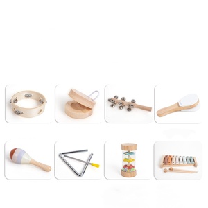 Ensemble d'instruments de percussion en bois massif écologique 8 pièces, Xylophone, hochets pour bébé, instrument Orff, cadeau, jouet cognitif pour bébé - Product Image 6