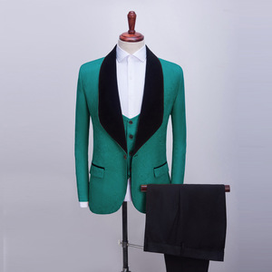 Jacquard châle revers <span class=keywords><strong>homme</strong></span> costume marié <span class=keywords><strong>mariage</strong></span> hommes Blazer garçons d'honneur costumes 3 pièces veste gilet pantalon cravate - Product Image 4