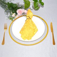 Assiettes de présentation transparentes à bord doré pour mariage, 13 pouces, en plastique, pour dîner, anniversaire, Noël