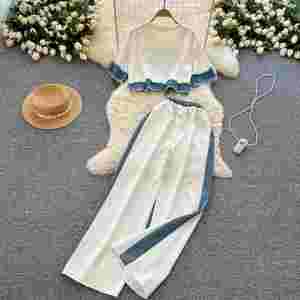 Ensembles de sport basiques pour femmes été 2025 : Haut et ensemble en jean patchwork, survêtements de jogging – Vente en gros - Product Image 3