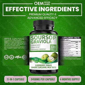 OEM/ODM Natural Soursop Graviola Capsules Multivitamin Antioxidant <strong>Supplement</strong> Capsules for Cell <strong>Health</strong> Provide Energy - Product Image 6